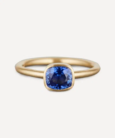 Satomi Kawakita 18ct Gold Cushion Cut Blue Sapphire Ring