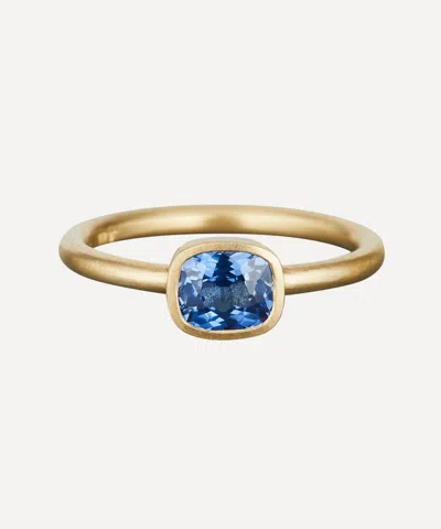 Satomi Kawakita 18ct Gold Cushion Cut Blue Sapphire Ring