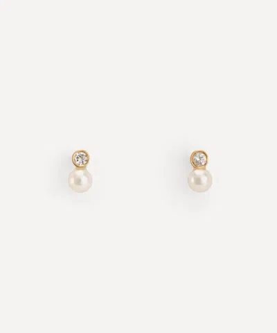 Satomi Kawakita 18ct Gold Mixed Media Pearl And White Diamond Stud Earrings