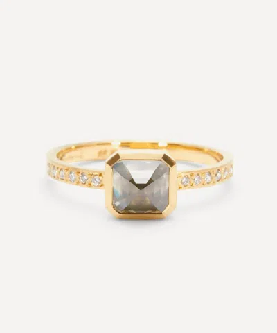 Satomi Kawakita 18ct Gold Mogul Emerald Cut Grey Diamond Ring