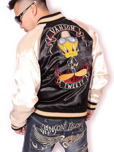 Pre-owned Satori Japanese Sukajan Jacket Reversible Vanson Looney Tunes Reversible Ltv-705 In Red