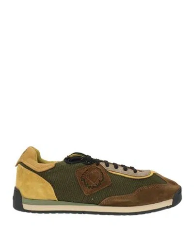 Satorisan Man Sneakers Military Green Size 9 Leather, Textile Fibers