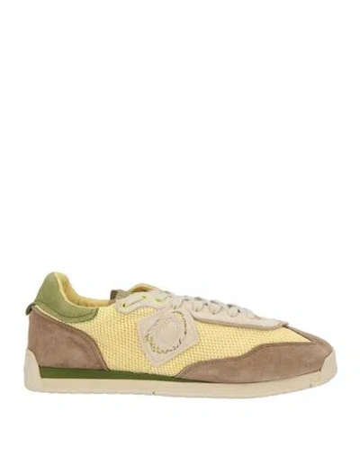 Satorisan Man Sneakers Yellow Size 9 Leather, Textile Fibers In Animal Print