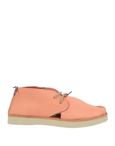 Satorisan Woman Lace-up Shoes Salmon Pink Size 9 Leather