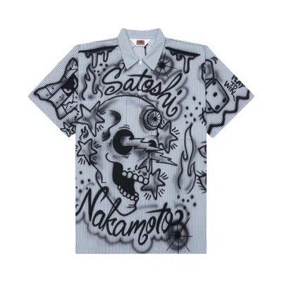 Pre-owned Satoshi Nakamoto Abandoned Theme Park Half Zip 'blue' | Men's Size L