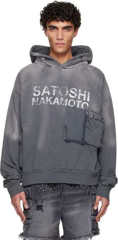 Satoshi Nakamoto Multi-pocket Hoodie In Gray
