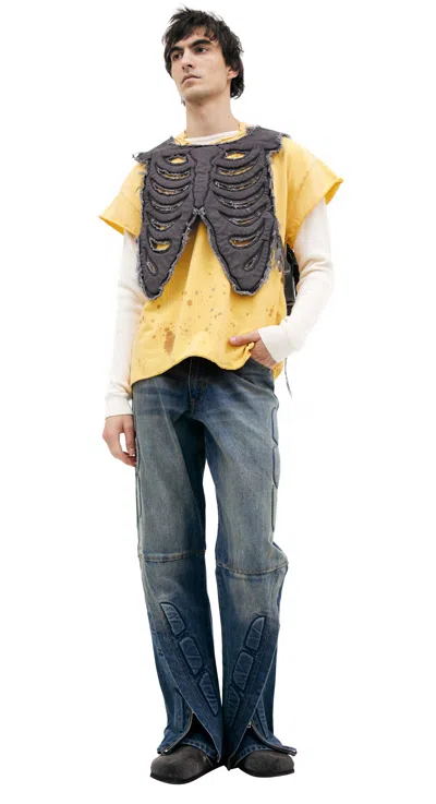 Satoshi Nakamoto Black Skeleton Vest In Yellow