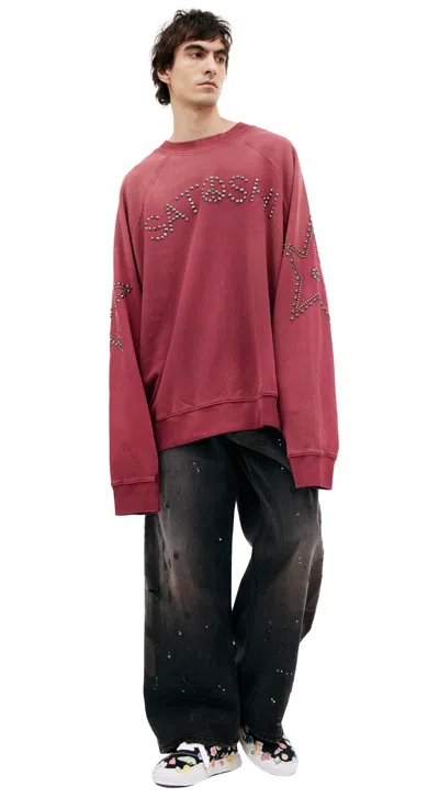 Satoshi Nakamoto Burgundy Sweatshirt With Logo In Red