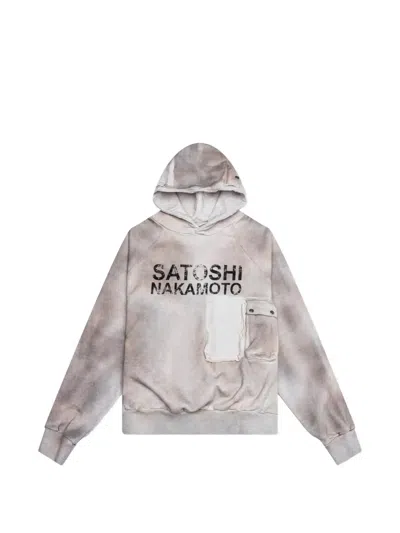 Satoshi Nakamoto Cargo Hoodie In Gray