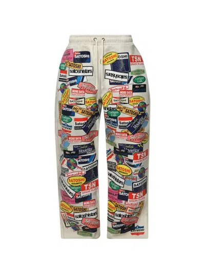 Satoshi Nakamoto Codex Print Leather Trousers In Multi