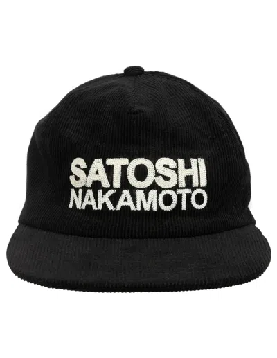 Satoshi Nakamoto Corduroy Cap With Logo In Black