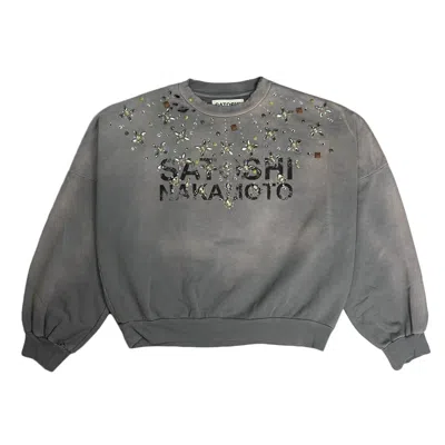 Satoshi Nakamoto Crystal Castle Crewneck In Gray