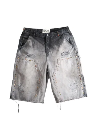 Satoshi Nakamoto Danny's Carpenter Stud-embellished Distressed Shorts In Multi
