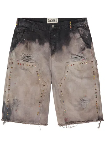 Satoshi Nakamoto Danny's Distressed Denim Shorts In Multi