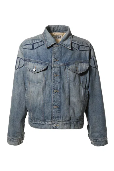 Satoshi Nakamoto Denim Moto Jacket In Blue