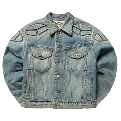 Pre-owned Satoshi Nakamoto Denim Moto Jacket 'blue' | Men's Size S