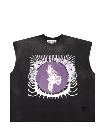 Satoshi Nakamoto Distressed Logo-print Vest In Black