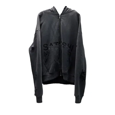 Pre-owned Satoshi Nakamoto Elliott Zip Up Hoodie 'washed Black' | Men's Size Xl