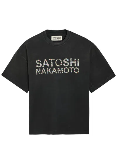 Satoshi Nakamoto Embellished Logo Cotton T-shirt In Black
