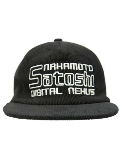 Satoshi Nakamoto Embroidered Corduroy Cap In Black