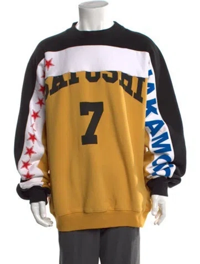 Pre-owned Satoshi Nakamoto Graphic Print Crew Neck Pullover In Yellow
