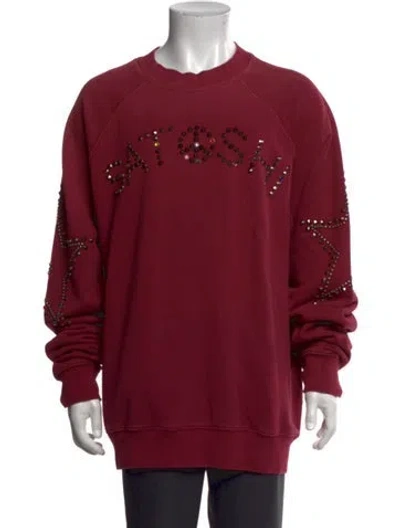Pre-owned Satoshi Nakamoto Graphic Print Crew Neck Sweatshirt In Burgundy