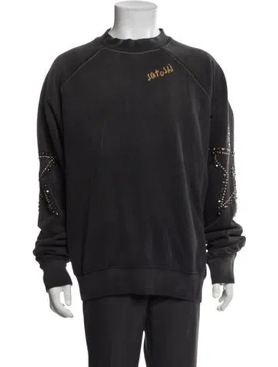 Pre-owned Satoshi Nakamoto Graphic Print Mock Neck Sweatshirt In Black