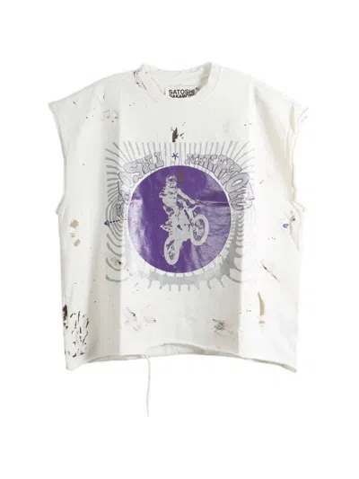 Satoshi Nakamoto Graphic-print Sleeveless T-shirt In White