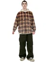 Satoshi Nakamoto Hooded Plaid Shirt In Brown