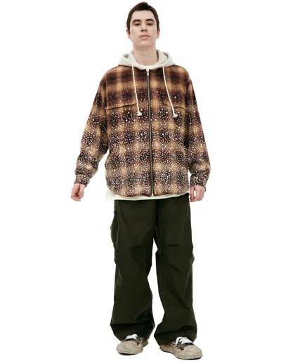 Satoshi Nakamoto Hooded Plaid Shirt In Brown