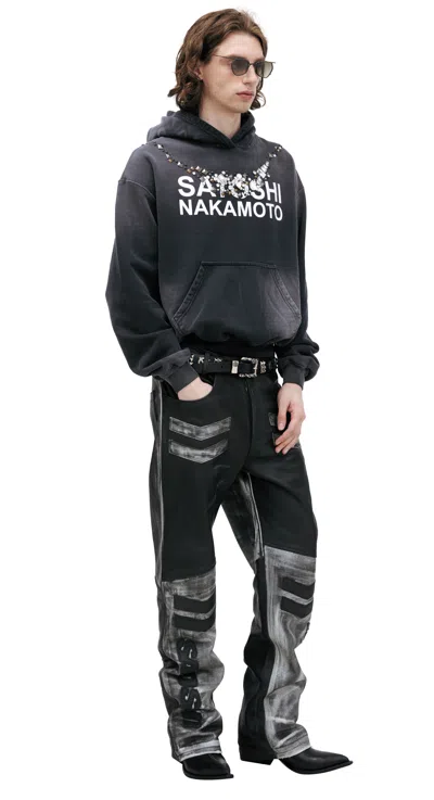 Satoshi Nakamoto Leather Moto Trousers In Black