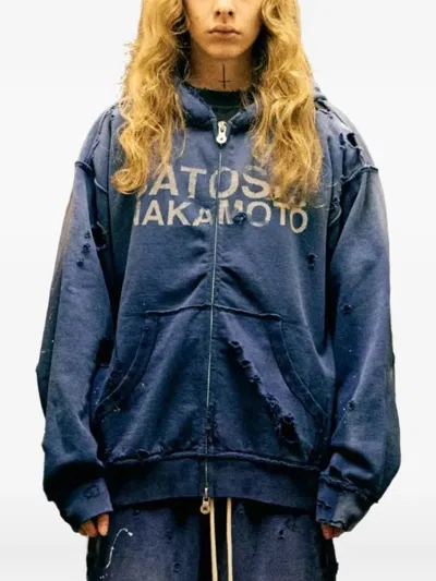 Satoshi Nakamoto Logo-print Distressed-effect Hoodie In Multi