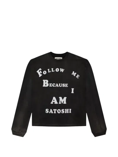 Satoshi Nakamoto Logo-print Long-sleeve T-shirt In Black