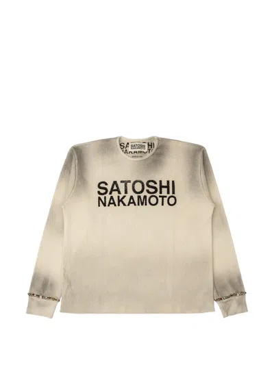 Satoshi Nakamoto Logo-print Thermal Sweatshirt In Brown