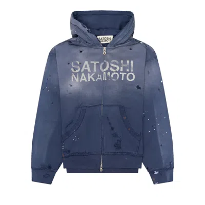 Pre-owned Satoshi Nakamoto Luke Fleece Hoodie 'blue' | Men's Size L