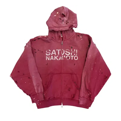 Pre-owned Satoshi Nakamoto Luke Fleece Hoodie 'burgundy' | Red | Men's Size S