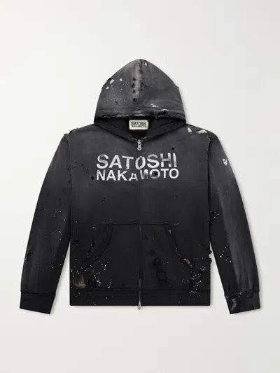 Satoshi Nakamoto Luke Logo-printed Cotton-fleece Zip-up Hoodie In Multi
