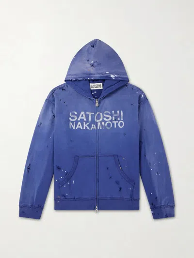 Satoshi Nakamoto Luke Logo-printed Cotton-fleece Zip-up Hoodie In Multi