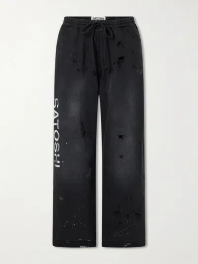 Satoshi Nakamoto Luke Straight-leg Logo-printed Cotton-fleece Sweatpants In Multi