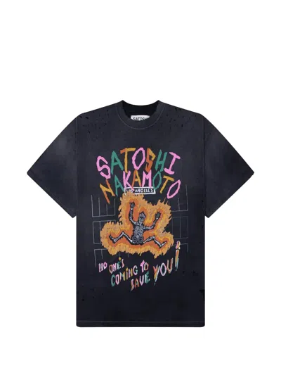 Satoshi Nakamoto No Savior Graphic-print Distressed T-shirt In Black