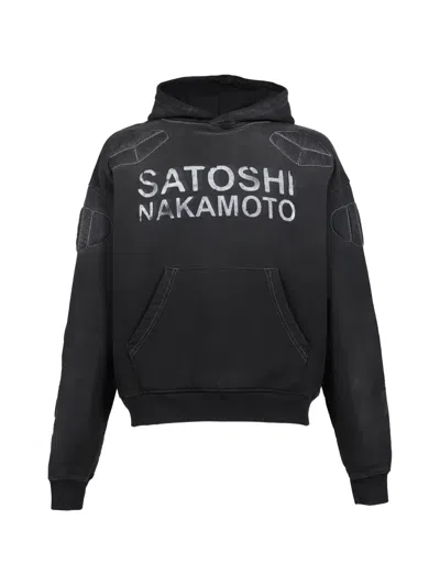 Satoshi Nakamoto Padded Logo-print Hoodie In Black