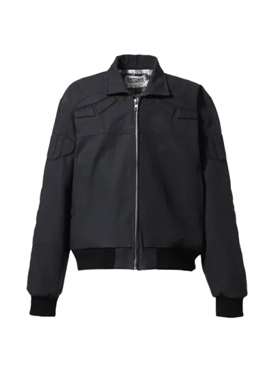 Satoshi Nakamoto Padded Panelled Bomber Jacket In Black