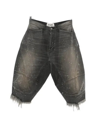 Satoshi Nakamoto Paint-splatter Frayed-hem Shorts In Multi