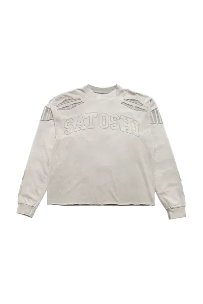 Satoshi Nakamoto Patchwork Collegiant Longsleeve Shirt Gray