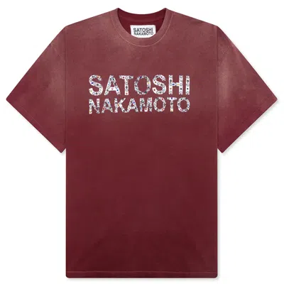 Satoshi Nakamoto Pearl Studded Logo Tee In Burgundy