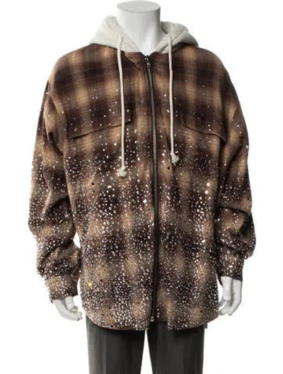 Pre-owned Satoshi Nakamoto Plaid Print Jacket W/ Tags In Brown
