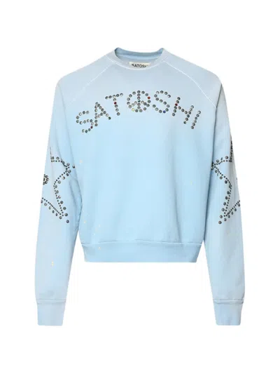 Satoshi Nakamoto Star Stud-embellished Paint-splattered Cotton-jersey Sweater In Yellow