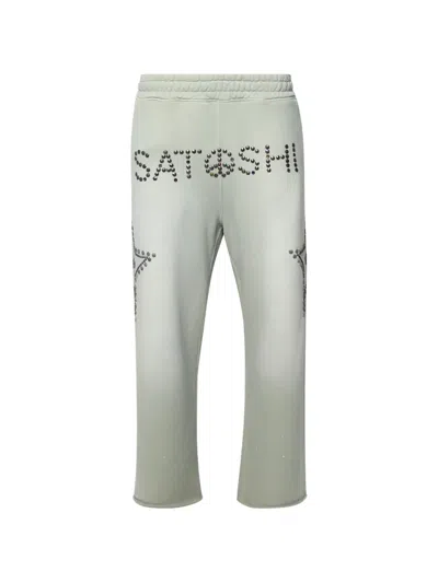Satoshi Nakamoto Wide-leg Studded Cotton-jersey Sweatpants In Green