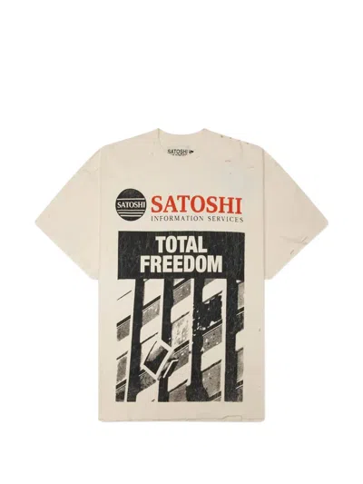 Satoshi Nakamoto Total Freedom Distressed T-shirt In Neutral