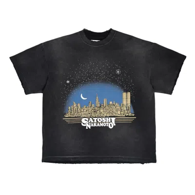 Satoshi Nakamoto Tourist Logo-print Distressed Cotton-jersey T-shirt In Black